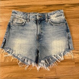 Zara Distressed Blue Denim Shorts